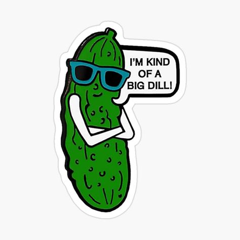 Get my art printed on awesome products. Support me at Redbubble #RBandME: https://www.redbubble.com/i/sticker/I-m-Kind-Of-A-Big-Dill-by-AnySue/164638470.EJUG5?asc=u No Big Dill Im One Birthday, Dill Pickle Painted Rock, Dill Botanical Illustration, Zazzle Stickers Puns, Big Dill, Art Prints, Funny