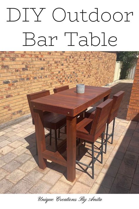 Diy Wood Bar Table, Legs For Bar Height Table, Outdoor Bar Height Table Diy, Diy Patio Bar Table, Bar Height Table Diy, Diy Outdoor Bar Table, Diy Patio Bar, Diy Bar Table, Backyard Vibes