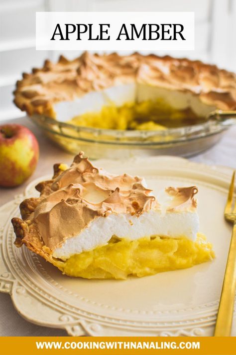 Apple Amber Apple Amber Pie, Apple Meringue, Apple Sponge Pudding, Irish Dessert, Sponge Pudding, English Recipes, Irish Desserts, Sponge Recipe, Irish Soda Bread Recipe