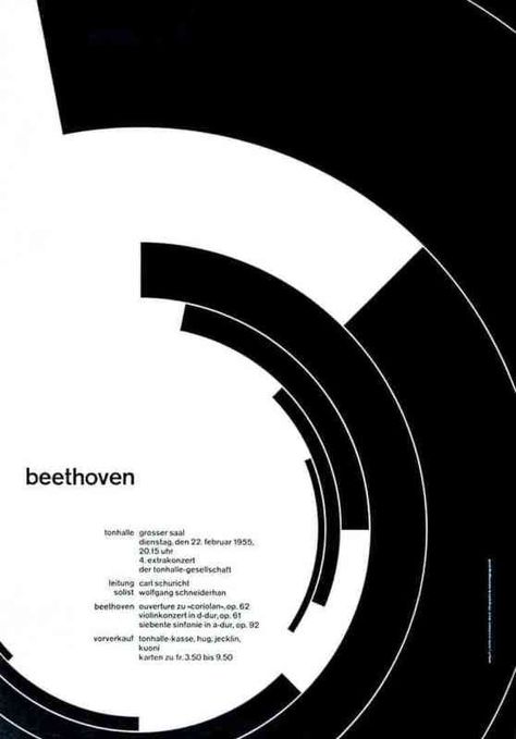 Josef Muller Brockmann Beethoven Poster, Joseph Muller, Swiss Typography, Armin Hofmann, International Typographic Style, Fotocamere Vintage, Posters Conception Graphique, Swiss Style, Graphisches Design