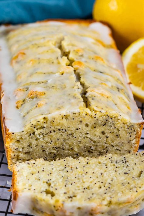 Lemon Poppyseed Bread is sweet, most and so full of lemon flavor. It’s the perfect snack cake and is very freezer-friendly! Lemon Poppyseed Bread Easy, Bread Easy Quick, Lemon Loaf Bread, Poppyseed Bread, Lemon Poppy Seed Bread, Easy Quick Bread, Poppy Seed Bread, Lemon Poppyseed Bread, Almond Pound Cakes