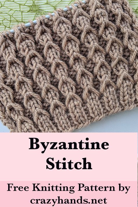 Byzantine Ribbed Knit Stitch Pattern Free Knitting Pattern Blanket, Knitting Braid Pattern, Ribbed Knit Stitch, Cool Knitting Stitches, Free Knitting Stitch Patterns, Mesh Stitch Knitting, Knit Stitches Patterns, Nautical Knitting Patterns, Rib Knitting Patterns