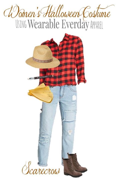 Wearable Halloween Costume -  DIY Scarecrow from your own closet! Scarecrow Costume Diy, Toddler Scarecrow Costume, Scarecrow Costume Women, Diy Scarecrow Costume, Karneval Diy, Halloween Costumes Scarecrow, Easy Halloween Costumes For Women, Diy Scarecrow, Quick Halloween Costumes