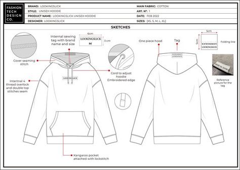 Hoodie tech pack on Behance Teck Pack Design, Hoodie Technical Sketch, Hoodie Design Template, Clothing Tech Pack, Techpacks Fashion, Hoodie Technical Drawing, Hoodies Drawing, Hoodie Layout, Hoodie Tech Pack