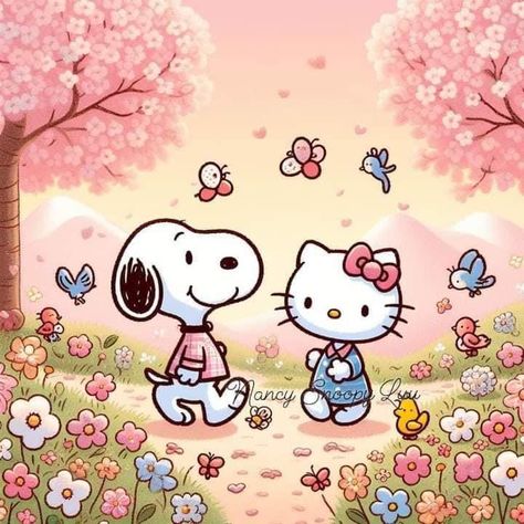 Snoopy, Hello Kitty, Cherry, Kitty, Pink