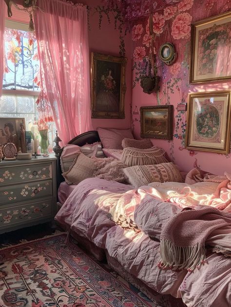 30 Bohemian Bedroom Inspirations for a Whimsical Rest - Home Made Graceful Whimsical Bedroom, Dream Bedroom Inspiration, Desired Reality, Cozy Room Decor, Dreamy Room, Dream Room Inspiration, Room Makeover Inspiration, Dream House Interior, Cozy Room