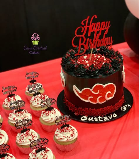 Akatsuki Cake Ideas, Akatsuki Cake, Bolo Naruto, Naruto Birthday, Anime Cake, Creative Cake Decorating, Unicorn Cupcakes, Love Eat, Buttercream Cake