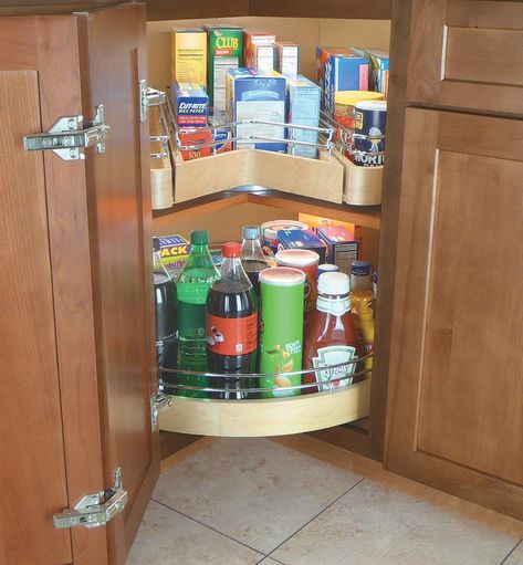 Pull-Out Wooden Kidney Shelf - Lee Valley Tools Lazy Susan Corner Cabinet, Kitchen Wall Organizer, Wall Organization System, Wooden Range Hood, Indoor Garden Rooms, Under Cabinet Storage, Pantry Layout, Kitchen Countertop Organization, Corner Cabinets