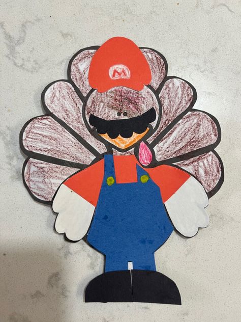 Disguise A Turkey Mario, Mario Turkey Disguise, Mario Turkey In Disguise, Turkey Disguise Project, Turkey Project, Turkey Disguise, November Crafts, Turkey Crafts, Family Project