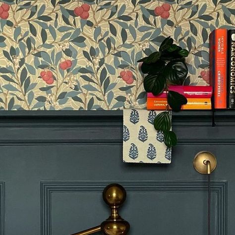 Jane Clayton & Company on Instagram: "Arbutus wallpaper by @wmorrisandco looking wonderful in @our.torbay.dazzler's recently decorated bedroom. . . . #wallpaper #wmorrisandco #morris #williammorris #morriswallpaper #williammorriswallpaper #williammorrisdesigns #arbutus #arbutuswallpaper #arbutusmorrisandco #bedroominspo #bedroominspiration #janeclayton" Pretty Wallpaper Bedroom, Bedroom William Morris, Morris Wallpaper Bedroom, William Morris Wallpaper Living Room, Arbutus Wallpaper, Decorated Bedroom, Upvc French Doors, Jane Clayton, Wainscoting Wall