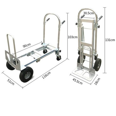 This is a 3 in 1 Aluminum hand truck,this Aluminum hand truck easily folds from the hand truck to utility cart position.Let this lightweight hand truck to do all your heavy lifting;The ergonomic design makes it ideal for home or work.Easily converts to a 2 wheel upright, 4 wheel cart or assisted 4 wheel hand truck with just one hand, no tools, no pins, no kidding. 20x30 House Plans, Industrial Cart, Iron Furniture Design, Machining Metal Projects, Diy Go Kart, Trailer Diy, Cnc Furniture, Diy Crafts Life Hacks, Hand Trucks