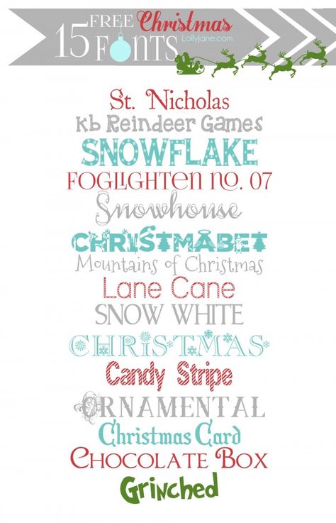 15 super cute FREE Christmas fonts via lollyjane.com Nightmare Before Christmas Font, Christmas Fonts Alphabet, Scrapbook Fonts, Christmas Fonts Free, Silhouette Fonts, Christmas Font, Holiday Fonts, Christmas Fonts, Fancy Fonts