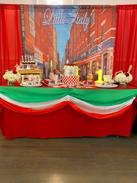 Cannoli Theme Party, Holy Cannoli First Birthday, Italy Themed Party, Italy Theme Party, Italian Theme Party, Italy Party Theme, Little Italy Party, Spaghetti Party, Bday Background