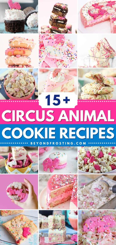 Don't miss out on these Circus Animal Cookie Recipes! Nothing will satisfy your craving like these recipes with circus animal cookies. Find a new dessert idea to try, like cheesecake, cake, ice cream, and more! Mothers Circus Animal Cookies, Circus Animal Recipes, Circus Cookie Cheesecake, Iced Animal Cookies Desserts, Homemade Animal Cookies, Frosted Animal Cookie Cheesecake, Circus Cookie Desserts, Circus Animal Cookie Cheesecake, Frosted Animal Cookie Recipes