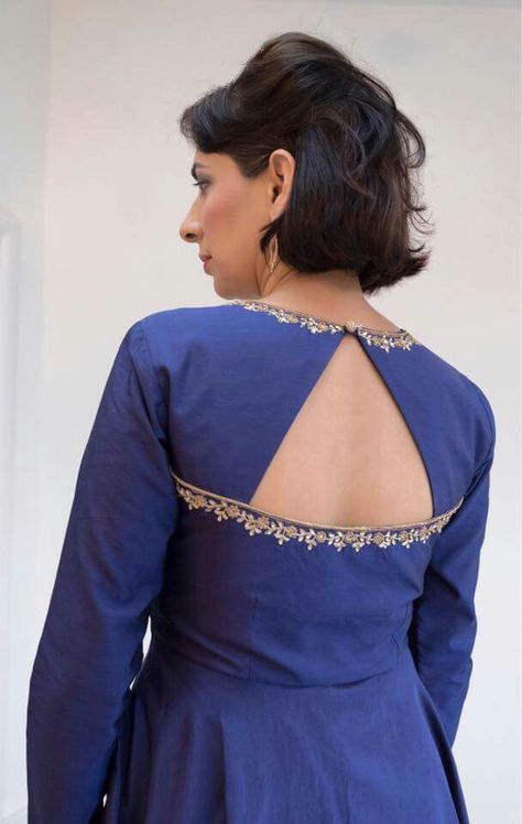 Back Neckline Designs Kurti, Neck Detailing For Kurtas, Different Kurti Patterns, Back Neck Patterns For Kurtis, Neck Back Designs For Kurtis, Anarkali Neck Designs Neckline, Kurta Back Designs, Neck Designs For Kurtis Neckline, Kurti Back Neck