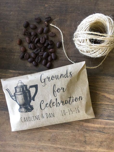 13 Wedding Favors on Etsy For $2 or Less Coffee Bridal Shower, Coffee Wedding Favors, Cup Favors Wedding, Love Is Brewing, Inexpensive Wedding Favors, Wedding Favors Ideas, Creative Wedding Favors, Print On Paper Bags, Favor Cups