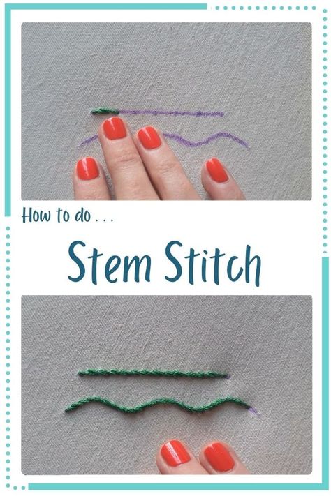 Stem Stitch – Paraffle Embroidery Stitch Watch, Embroidery Stitches Flowers, Stem Stitch, Lazy Daisy Stitch, Feather Stitch, Basic Stitches, Embroidery Stitching, Framed Embroidery, Hand Embroidery Tutorial