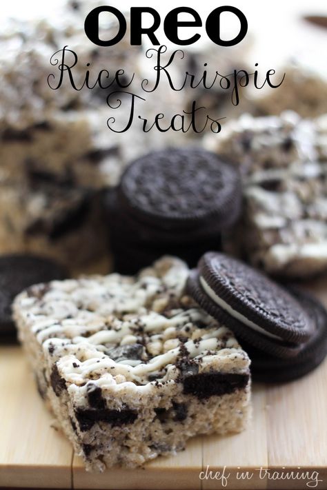 Oreo Rice Krispie Treats on chef-in-training.com ... This recipe is a new family favorite! #oreo #dessert #recipe Macncheese Recipe, Oreo Rice Krispie Treats, Oreo Rice, Krispy Treats, Rice Krispy, Rice Crispy Treats, Think Food, Crispy Treats, Dessert Bar