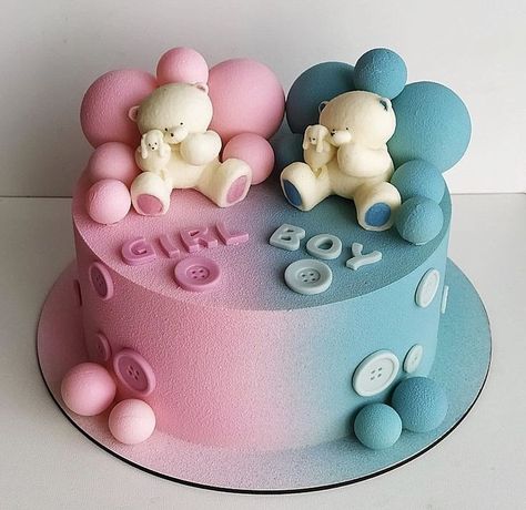 Cake Designs Gender Reveal, Burnout Or Bows Cake, Torte Baby Shower Boy Or Girl, Gender Cake Ideas, Gender Reveal Cakes Ideas, Baby Gender Cake, Cake For Gender Reveal, Baby Shower Torte, Baby Shower Kuchen