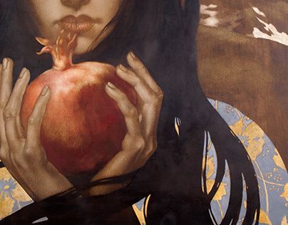 Holding Pomegranate, Eating Pomegranate, Pomegranate Persephone, Pomegranate How To Eat, Pomegranate Art, Triple Goddess, Gothic Aesthetic, Jewish Art, Insect Art