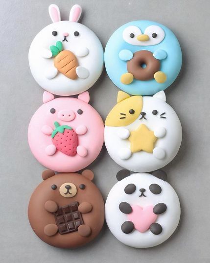 Bunny Doughnut, Donut Animals, Naturally Jo, Clay Panda, Kawaii Donut, Donut Decorating Ideas, Donuts Donuts, Bear Panda, Kawaii Cooking