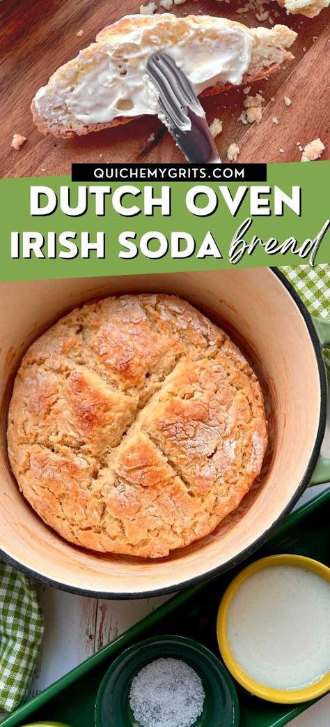 Irish soda bread in a dutch oven. Irish Pot Roast, Bread Without Yeast, Irish Bread, Bread Pull Apart Recipes, Dutch Oven Bread, Irish Soda Bread Recipe, Irish Butter, Irish Soda, Dutch Oven Recipes