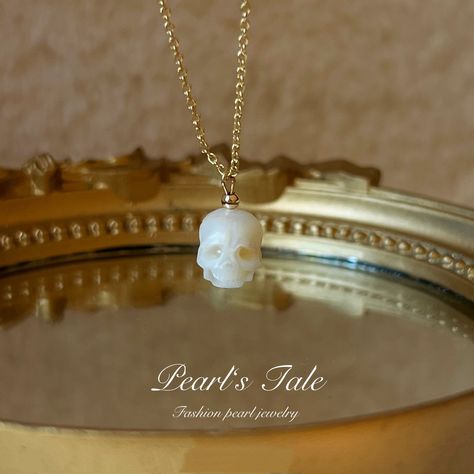 Pearl Skull, Natural Pearl Jewelry, Stony Brook, Natural Pearl Necklace, Country Jewelry, Skull Pendant Necklace, Gold Filled Necklace, Solid Gold Necklace, Skull Necklace