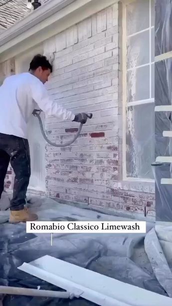 White Wash Brick Exterior, Limewash Brick Exterior, Brick House Exterior Makeover, Lime Wash Brick, Painted Brick Exteriors, Painted Brick House, Lime Wash, White Wash Brick, Home Exterior Makeover