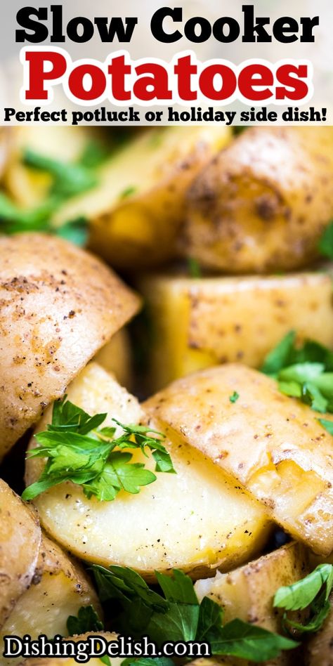 Butter Parsley Potatoes Crockpot, Crockpot Yukon Gold Potatoes, Yukon Gold Potato Recipe Crockpot, Slow Cooker Yellow Potatoes, Yukon Gold Potatoes Recipes, Yukon Gold Potato Recipe, Yukon Potato Recipes, Baked Yukon Gold Potatoes, Gold Potato Recipes