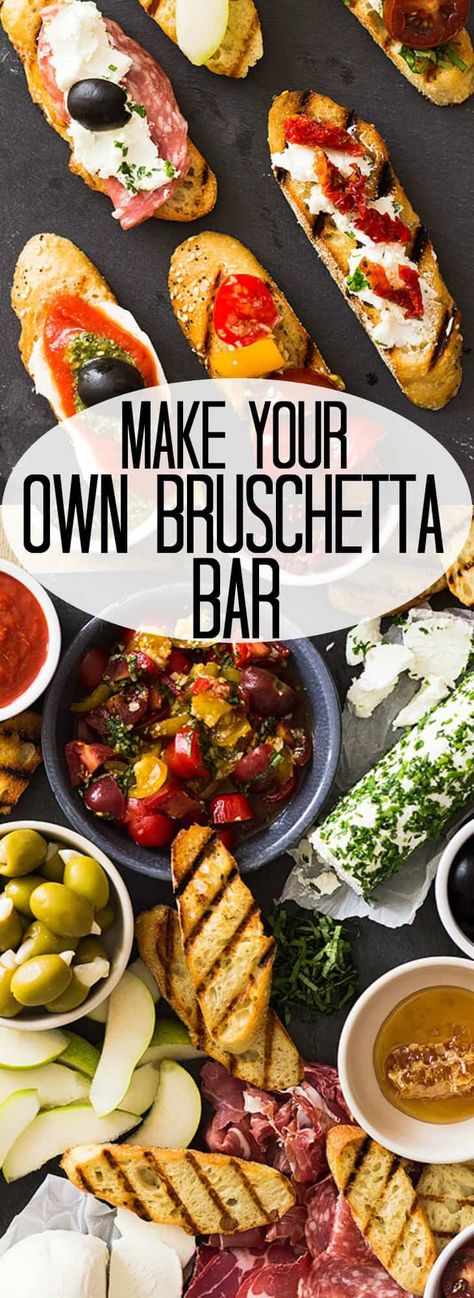 Steak Bruschetta Recipe, Different Types Of Bruschetta, Easy Upscale Desserts, Charcuterie Board Bruchetta, Bruchetta Board Recipe, Bruschetta Charcuterie Board, Deconstructed Bruschetta, Bruschetta Board Ideas, Bruschetta Boards