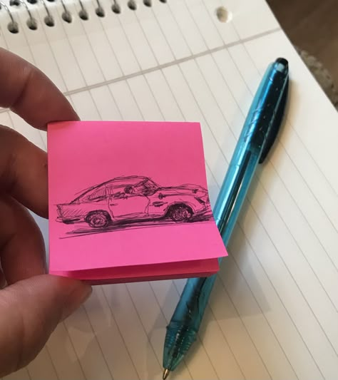 Post It Note Sketchbook, Drawing On Post It Notes, Stikynote Drawing, Drawing In School Notebook, Post It Art Drawing, Post It Note Art Drawing, Post It Drawings Doodles, Post It Sketches, School Sketches Doodles