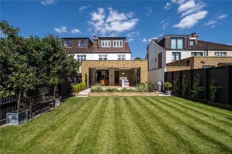 Victorian Semi Detached House, Flat Roof Extension, Raised Patio, Contemporary Houses, Sloped Garden, Edwardian House, House Extension Design, Garden Steps, Rear Extension