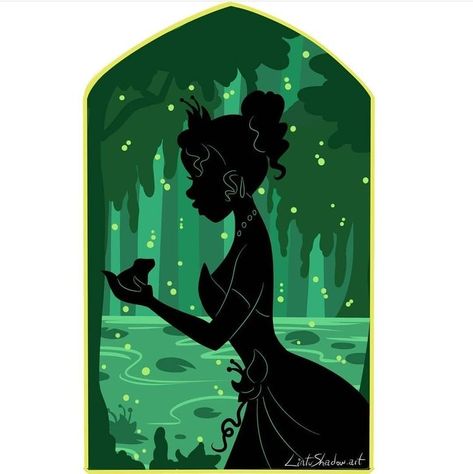 Princess And The Frog Silhouette Art, Princess And The Frog Silhouette, Lintushadow Art, Disney Princess Silhouette, Tiana Princess, Princesa Tiana, Disney Silhouettes, Disney Logo, Disney Princess Artwork