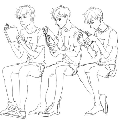 ALMOST AS COOL AS YOU — im having a hard time thinking of poses to... Reading Drawing Reference Poses, Book Reading Pose Drawing, Reading Reference Drawing, Man Reading Drawing, Reading Poses Drawing, Character Reading Book Pose, Person With Book Reference, Person Reading Drawing Reference, Pose Reference Reading