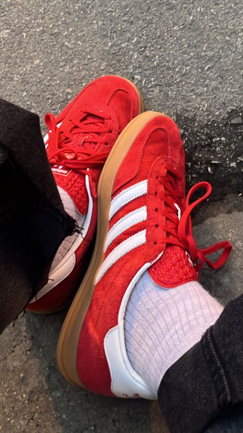 Adidas Red Shoes, Red And White Sambas, Adidas Red Sneakers With Red Sole, Red Adidas Sneakers For Streetwear, Adidas Superstar Red, Insta Outfits, Adidas Spezial, Red Adidas, Hype Shoes