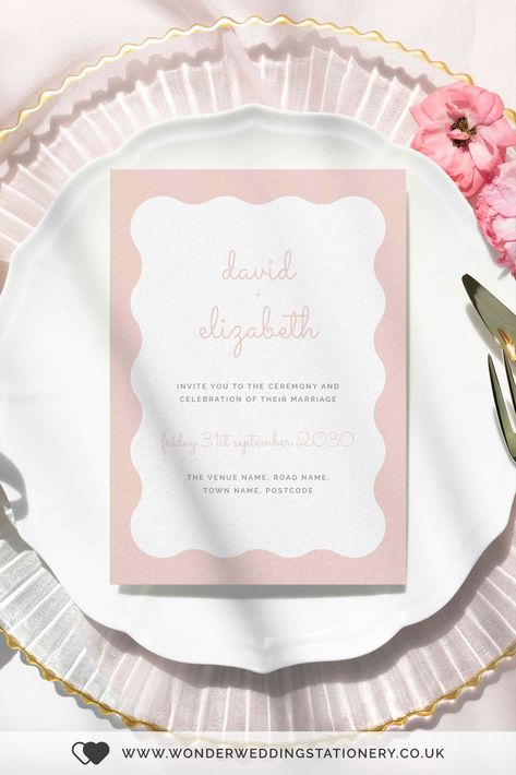 Blush Pink Wedding Invitations Scalloped Wedding Invitations, Scallop Invitation, Modern Wedding Invitations Pink, Wedding Invites Light Pink, Pink Wedding Stationery, Blush Pink Wedding Invitations, Pink Wedding Invitations, Blush Pink Weddings, Support Handmade