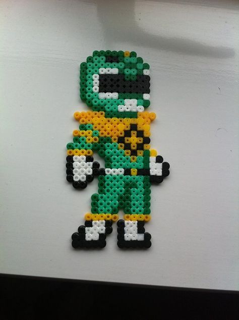 Ninja Perler Beads, Robin Hama Beads, Power Ranger Perler Beads, Green Power Ranger Perler Beads, Perler Beads Power Rangers, Metroid Perler Bead Patterns, Green Ranger Morpher, Green Power Ranger, Beading For Kids