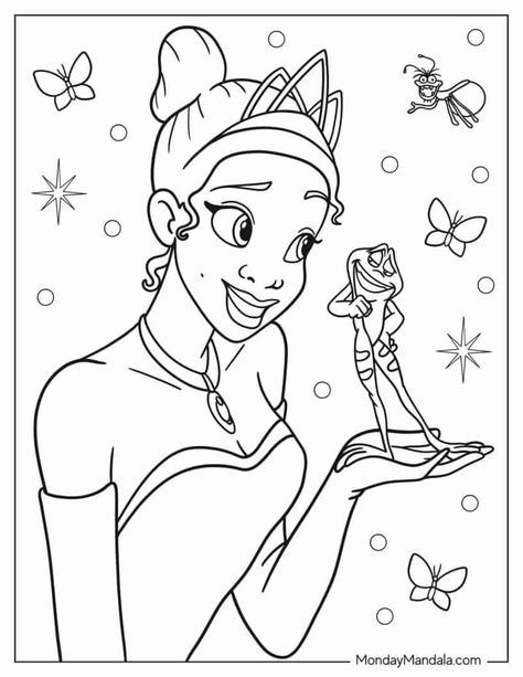 Princess And The Frog Coloring Pages Free Printable, Princess And The Frog Coloring Pages, Disney Princess Coloring Sheets, Coloring Pages Disney Princesses, Disney Princess Coloring Pages Free Printable, Princess Tiana Coloring Pages, Fairy Tale Coloring Pages, Princess And The Frog Tattoo, Coloring Pages Princess