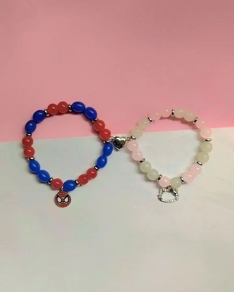 Hello kitty X spider man 🥹🫶🏻 DM to order now💗 Lots of new and exciting duo bracelets are also coming so make sure to follow like and save the post�🎀🫶🏻 Handmade, beaded jewelry, duo bracelets, besties bracelets, custom bracelets, customize jewelry,Sanrio, Spiderman, hello kitty Happy shopping<33 Sanrio Spiderman, Spiderman Hello Kitty, Duo Bracelets, Hello Kitty Happy, Customize Jewelry, Bracelets Ideas, Birthday List, Handmade Beaded Jewelry, Bracelet Ideas