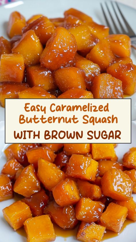 Indulge in the rich, buttery flavor of caramelized butternut squash with brown sugar. This delectable dish is the perfect balance of sweet and savory, making it a crowd-pleasing side for any meal. The caramelization adds a deep, nutty taste to the tender squash, creating a mouthwatering experience with every bite. Whether you're craving a comforting fall side dish or looking to impress your guests, this recipe is sure to become a favorite at your table. Caramelized Butternut Squash, Butternut Squash Sweet Recipes, Butternut Squash Canning Recipes, Sweet Butternut Squash Recipes, Oven Baked Butternut Squash Recipes, Butternut Squash Brown Sugar, Brown Sugar Butternut Squash, Butter Squash Recipe, Easy Veggie Sides