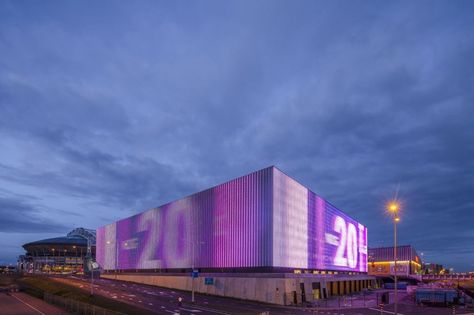 Ziggo Dome Factory Facade, Mall Facade, Retail Signage, Exterior Signage, Facade Lighting, Church Architecture, Wayfinding Signage, Unique Architecture, Building Facade