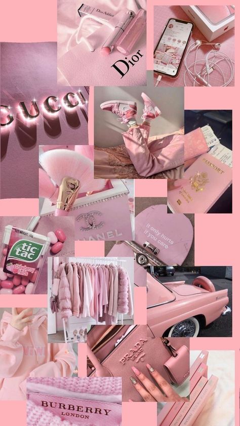 Pink Collage, Wallpaper Aesthetic, Pink And Gold, Wallpapers, Collage, Iphone, The World, Gold, Pink