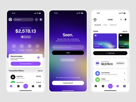 Seen Wallet app design Ui Design Principles, Money Saving Apps, Mobile Wallet, Mobile Mockup, Smart Wallet, Digital Wallet, Mobile App Design Inspiration, App Design Inspiration, Ancient Knowledge