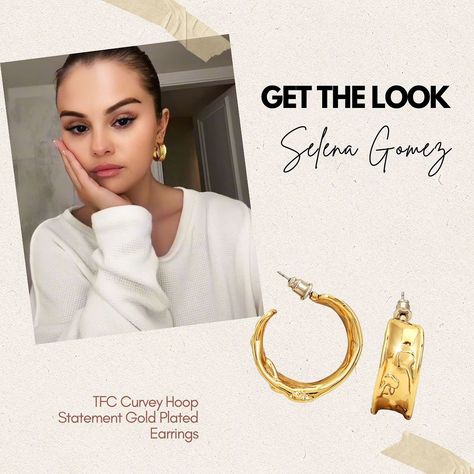 Who says you can’t rock Selena’s style? With our similar TFC Curvey Hoop Statement Earrings, you can! ✨ Get the look and feel like a celebrity📸 Shop now and shine bright! 💫 [ Celeb style, Get the look, Earrings, Style ] #thefuncompany #style #celebstyle #similarjewelry #fashionaccessories #celebfashion #jewelrygram #goldenearrings #hoops #hoopearrings #selenagomez #selenagomezstyle #wearitloveit Celebrity Earrings, Celebrities Earrings, Selena Gomez Style, Golden Earrings, Celeb Style, A Celebrity, Who Said, Good Company, Shine Bright