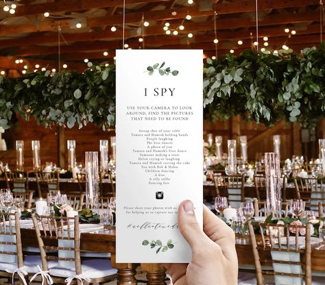 I Spy Wedding Game, Printable Wedding Games, Spy Wedding, Reception Games, Reception Activities, Game Photo, Wedding Reception Games, Game Wedding, Wedding Game