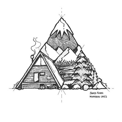 A variation on my previous camping triangle ✍ - original up sale, A5 paper - DM me if interested ✌️#iblackwork @insta_blackwork Geometric Trees, Arte Doodle, Tato Lengan, Mountain Tattoo, Minimalist Tattoos, Desenho Tattoo, Cabin In The Woods, Tree Tattoo, Trendy Tattoos