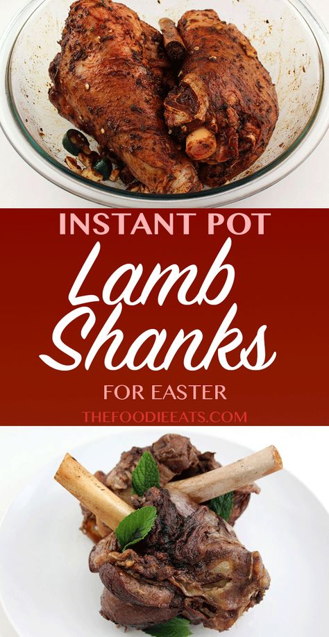 Pressure Cooker Lamb Shanks | The Foodie Eats Lamb Recipes Instant Pot, Instapot Lamb, Lamb Shanks Pressure Cooker, Instapot Meat, Pressure Cooker Lamb, Lamb Shank Recipe, Pork Hock, Cook Meat, Lamb Shank