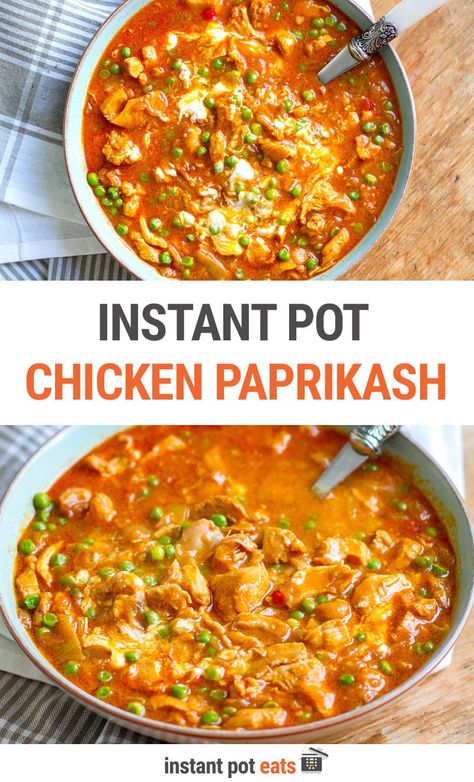 This Instant Pot chicken paprikash comes from a delicious Hungarian stew recipe that is perfect for making in the pressure cooker. Creamy, paprika-flavored chicken is served with pasta, rice or potatoes for a delicious family dinner, or with Traditional nokedli noodles. This stew recipe is gluten-free and low-carb. #instantpot Paprikas Csirke, Hungarian Stew, Creamy Chicken Stew, Chicken Paprikash, Delicious Family Dinners, Pasta Rice, Paprika Chicken, Best Instant Pot Recipe, Chicken Meals