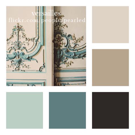 versailles House Color Palette, Parisian Interior Design, Parisian Interior, Paris Inspired, Condo Decor, Condo Decorating, Palace Of Versailles, House Color, Green Rooms