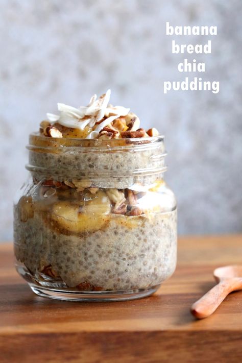 Banana Nut Chia Pudding, Banana Bread Chia Pudding, Chia Puddings, Coconut Banana Bread, Banana Chia Pudding, Caramelized Banana, Vegan Richa, Soy Free Recipes, Overnight Oat